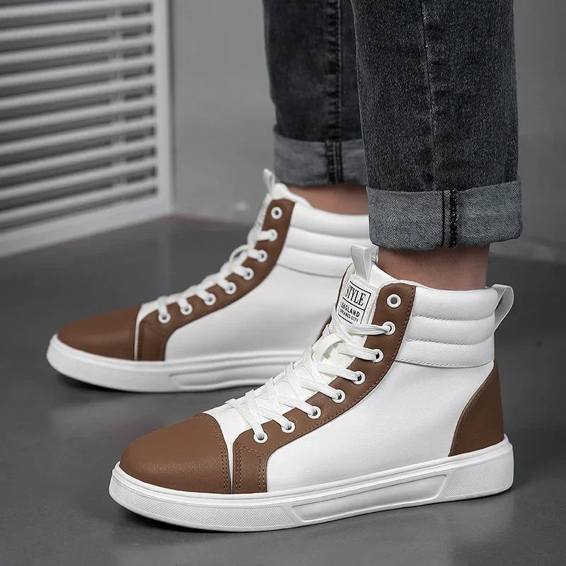 Men Women Skateboard Shoes High Top Unisex Lightweight Waterproof Sneakers Non-Slip Durable PU Casual Street Footwear