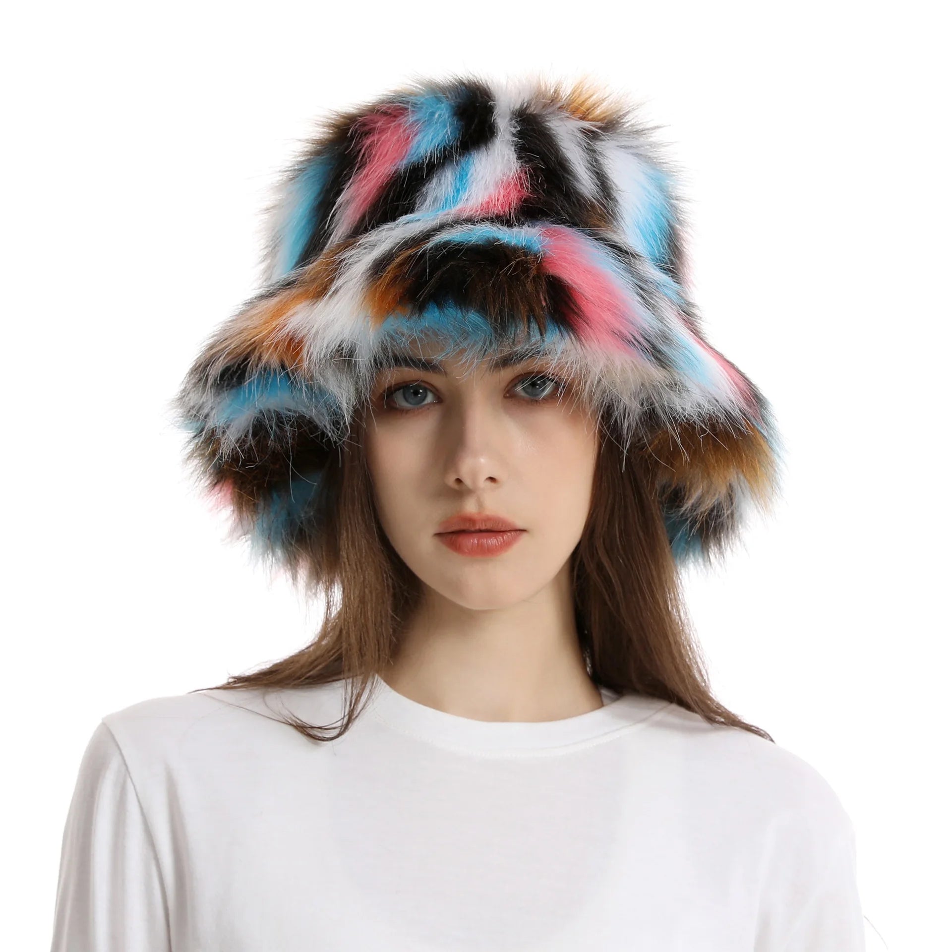 New Fur Hat Women Warm Snow Ski Cap Female Faux Fox Fur Bomber Hat Lady Windproof Winter Hats for Women Russian Warmer Hat - KIMLUD