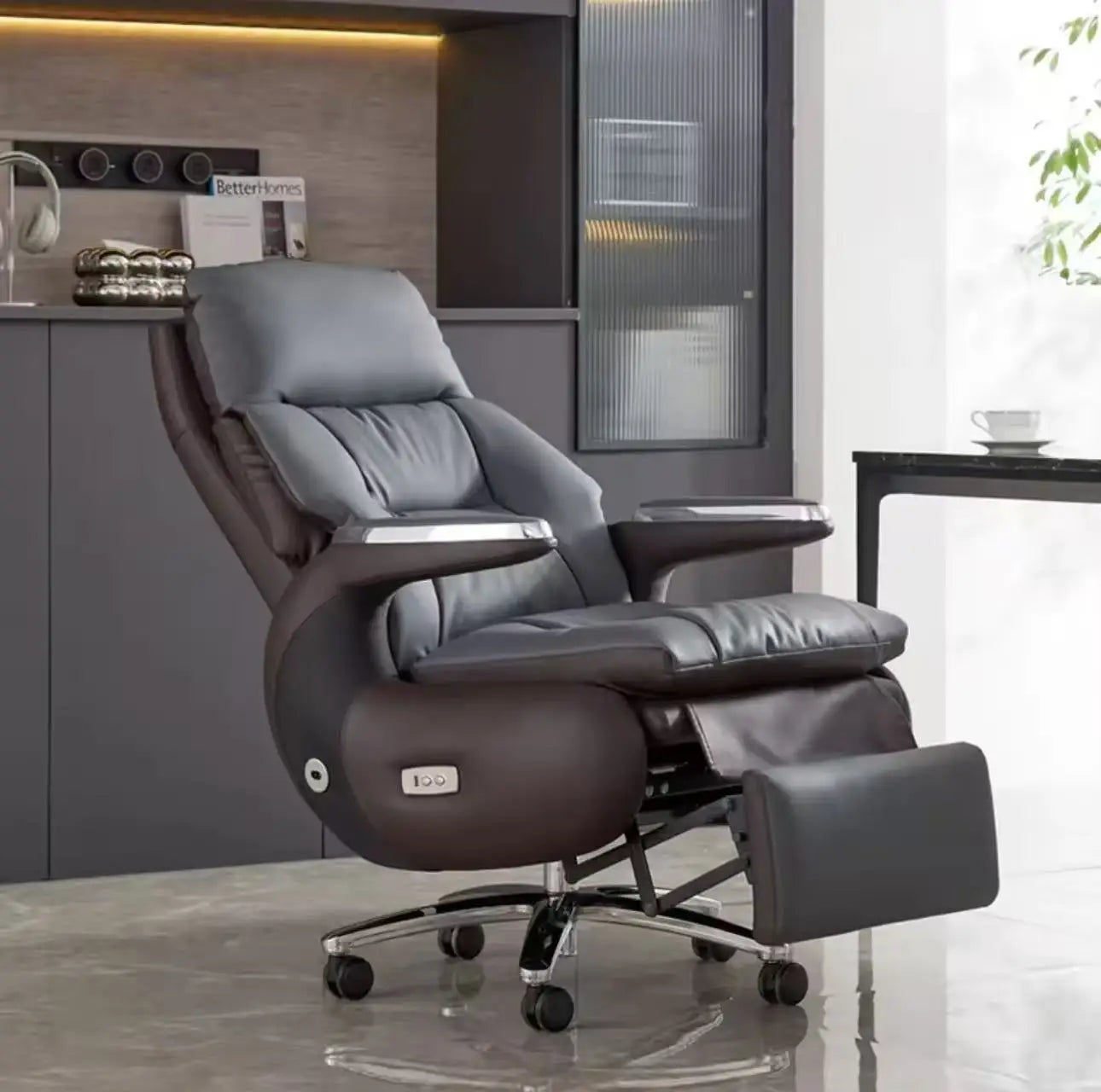 Synthetic Leather Executive Swivel Chair High Back — Black | KIMLUD