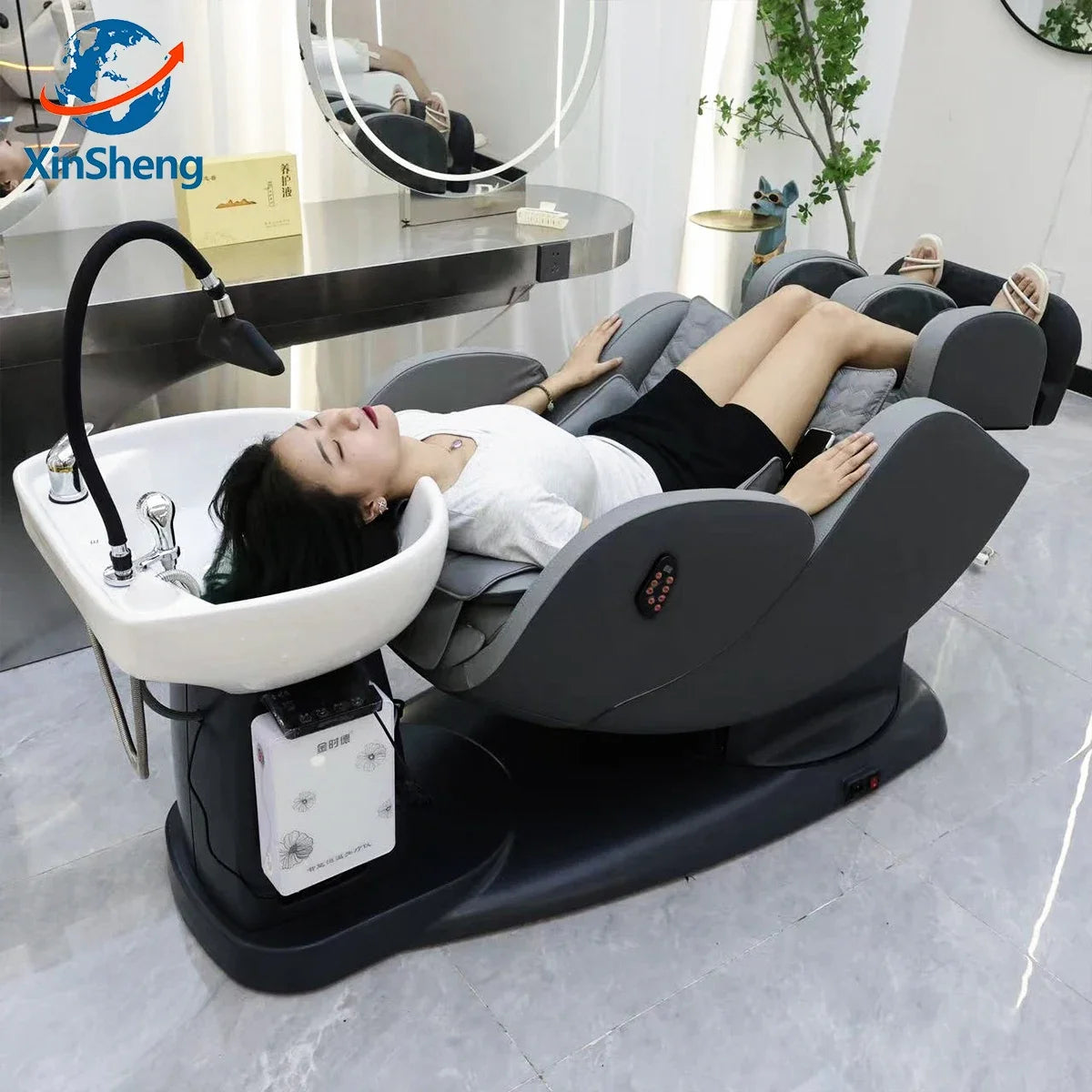 XinSheng Professional Rotating Shampoo Chair Hair Head SPA Chairs Headspa Salon Furniture Barber Chair Shampoo Bed Barber Beds