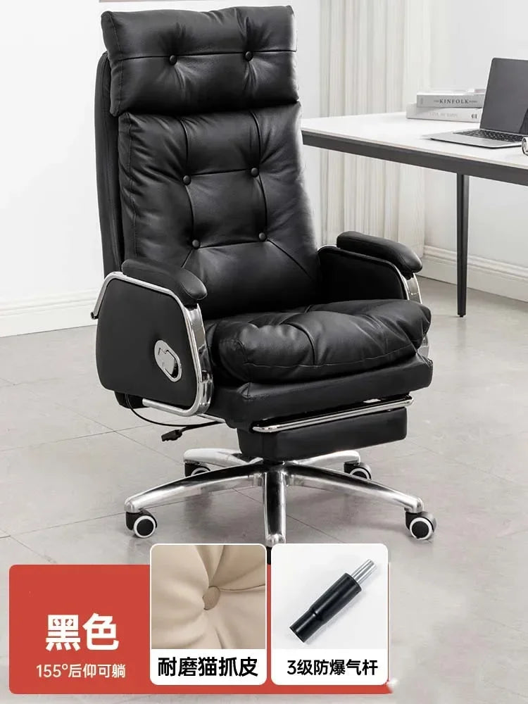 Leather Wheel Office Chair Adjustable Comfortable Modern Ergonomic Chair Mobile Computer Designer Silla Oficina Salon FurnitureY