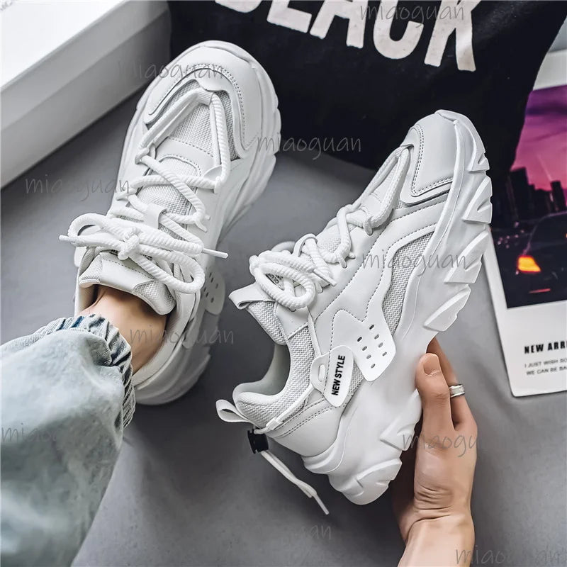 Men's Breathable Thick Soled Casual Sneakers Outdoor Running Footwears Four SeasonsTennis Male Soft Soles Comfort Footwears