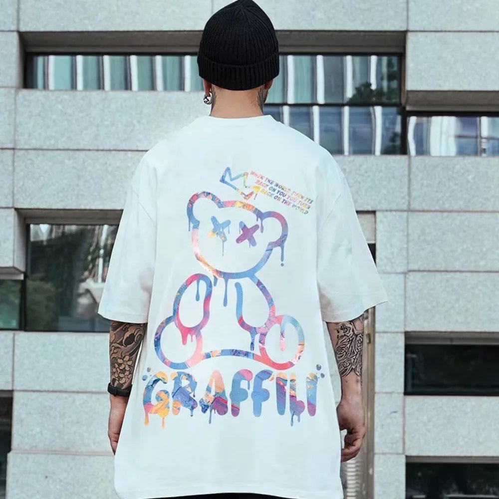 Oversized T-Shirt - New Korean Style - Cotton-Polyester - Round Neck | KIMLUD
