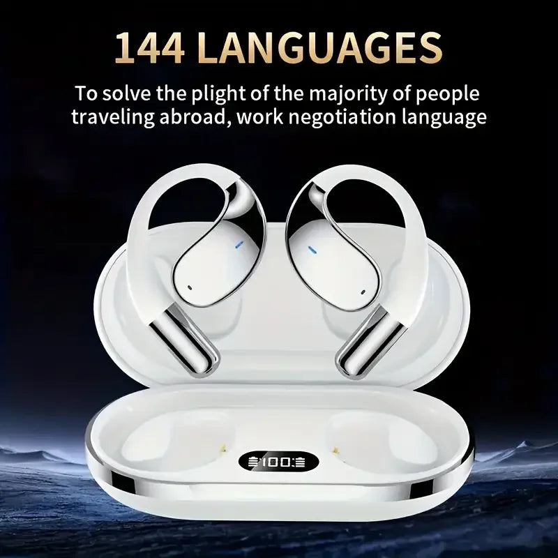 Wireless Translation Earbuds HiFi Bass ENC Noise Reduction — Black | KIMLUD