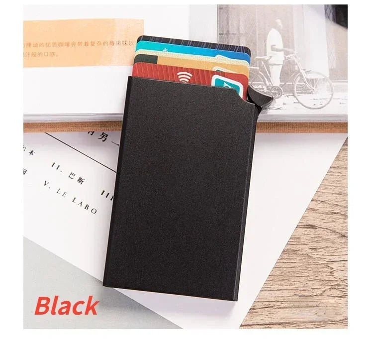 KIMLUD, Carbon Fiber Card Holder Wallets for Men RFID Portable Trifold PU Slim Mini Wallet Male Purses Wallet Women pasjeshouder, Black 2, KIMLUD Womens Clothes