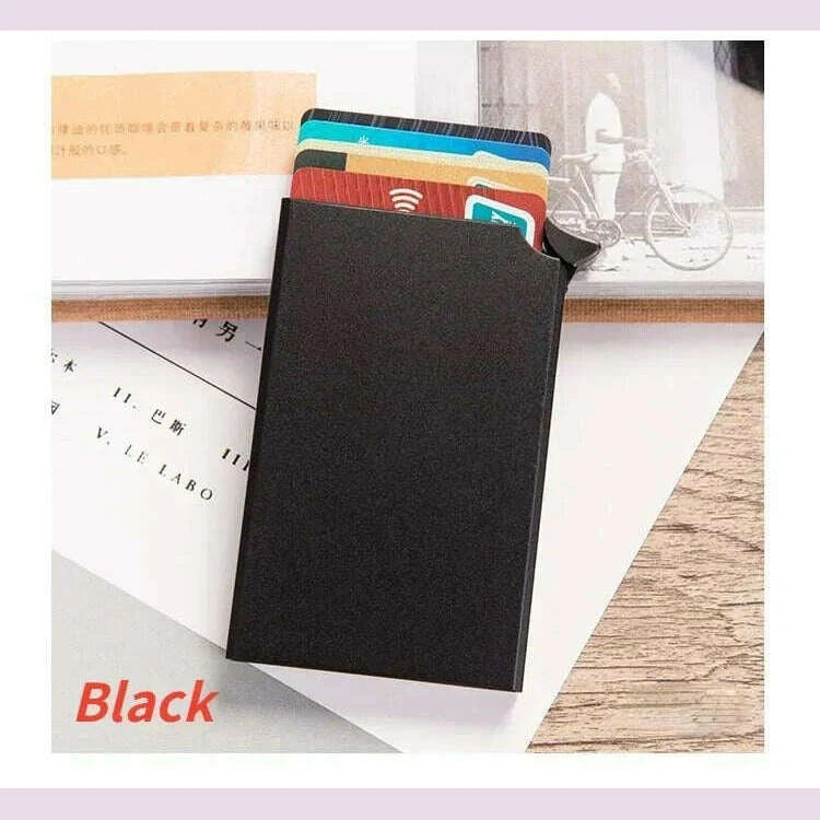 KIMLUD, Carbon Fiber Card Holder Wallets for Men RFID Portable Trifold PU Slim Mini Wallet Male Purses Wallet Women pasjeshouder, Black 2, KIMLUD Womens Clothes