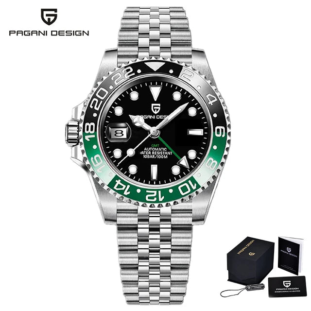 PAGANI DESIGN V4 GMT Watches Men's Luxury Automatic Mechanical Wristwatch Sapphire Glass 40MM Stainless Steel Waterproof Watch
