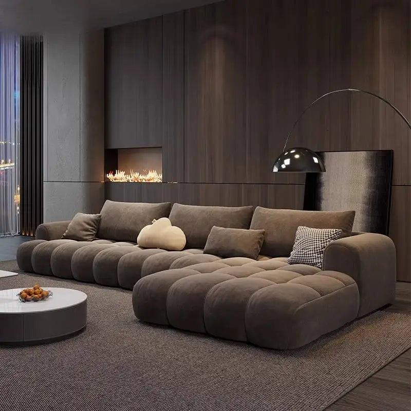 Nordic Minimalist Cushioned Sofa — Rich Chocolate Brown | KIMLUD