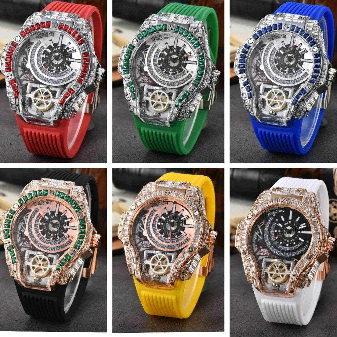 Luxury Diamond Case Mens Quartz Watches — Black | KIMLUD