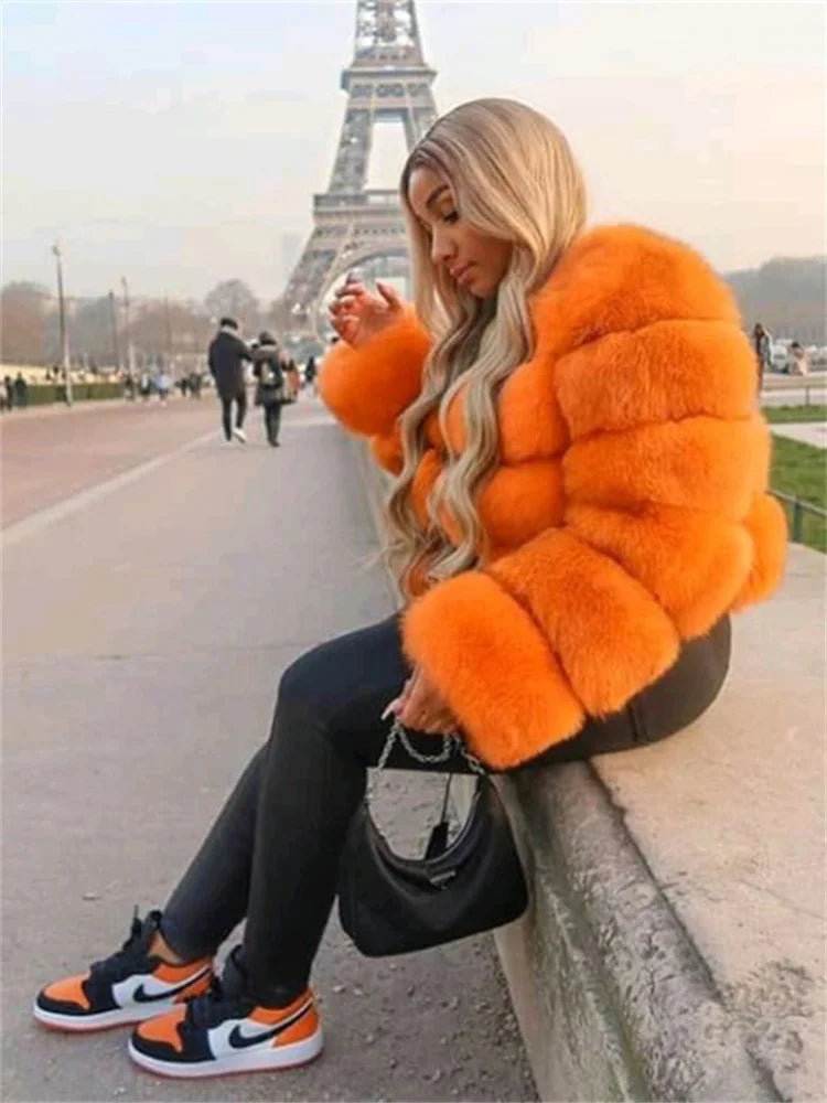 WESAYNB Winter Clothes 2022 Fashion Faux Fur Coats Women Long Sleeve Warm Tops Quilted Faux Fur Jackets For Women Wholesale