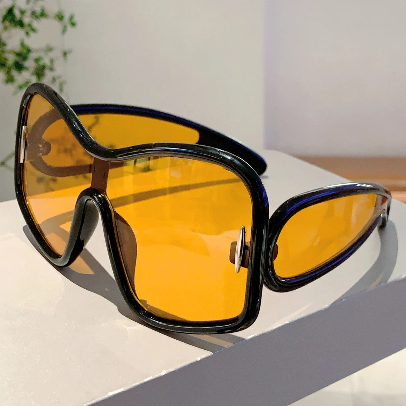 Oversize Square Sunglasses Designer — Green | KIMLUD