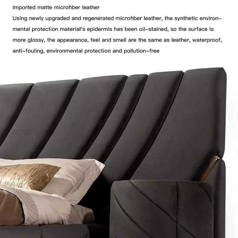 High-end Double Bed Luxury Bedroom Furniture Set Customizable Villa Bedroom Furniture Black Mattress King/Queen Size Bed Frame