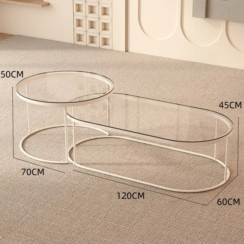 Glass Coffee Table Nordic Minimalist Living Room — Clear | KIMLUD