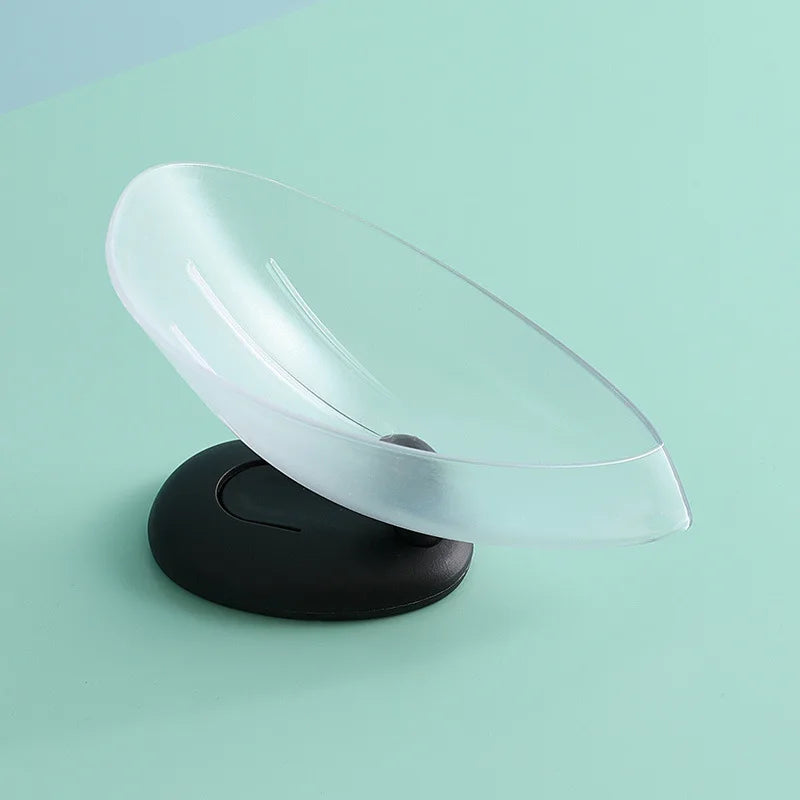 Leaf-Shaped Clear Plastic Soap Dish With Drain — Clear | KIMLUD