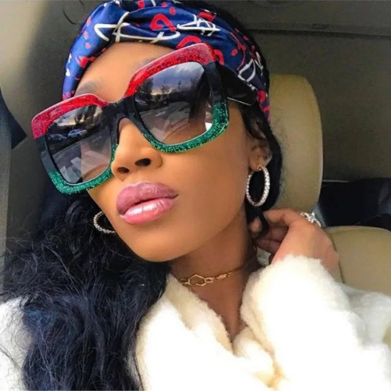 Plastic Oversized Square Sunglasses — Multicolor | KIMLUD