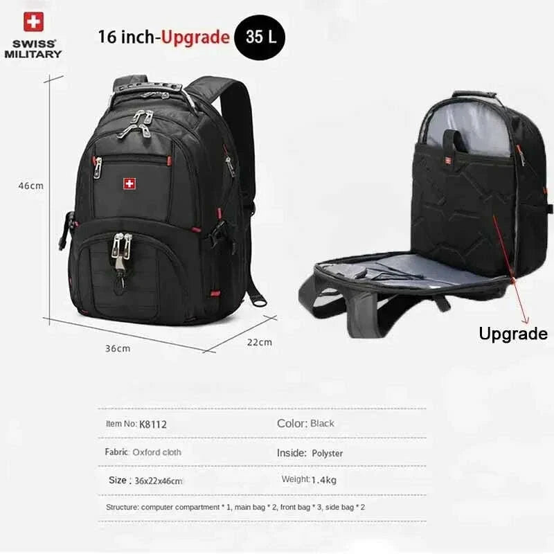 KIMLUD, Waterproof Men's Backpack 15.6/17 Inch Laptop Backpacks School Travel Bags Swiss-style Large Capacity Business Bagpack Mochila, KIMLUD Womens Clothes