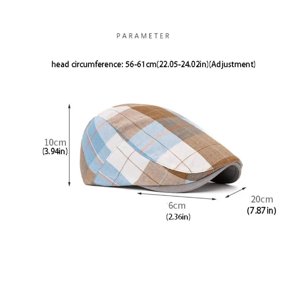 Newsboy Cap – Colorful Checkered Pattern – Polyester – Multicolor | KIMLUD