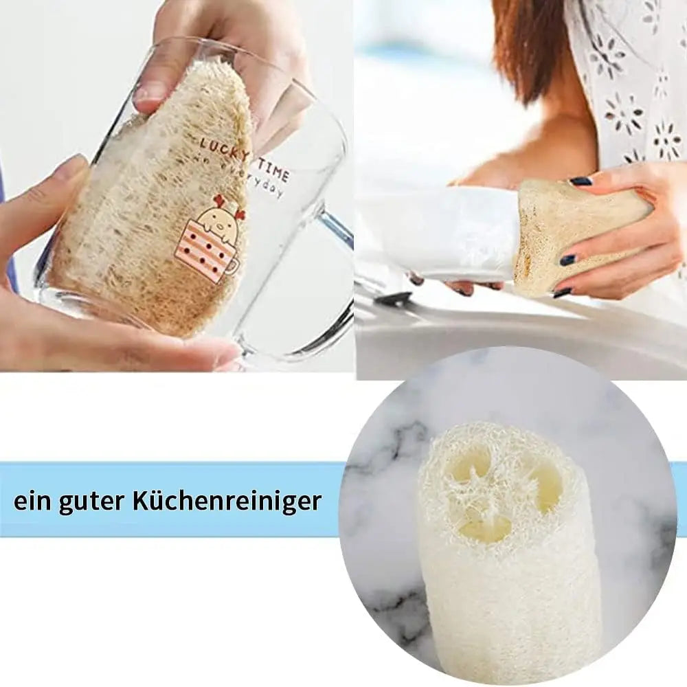 6 Pieces Loofah Sponge Natural Spa Scrubber Body Scrubber Remove Dead Skin and Kitchen for Home (About 4 inch)