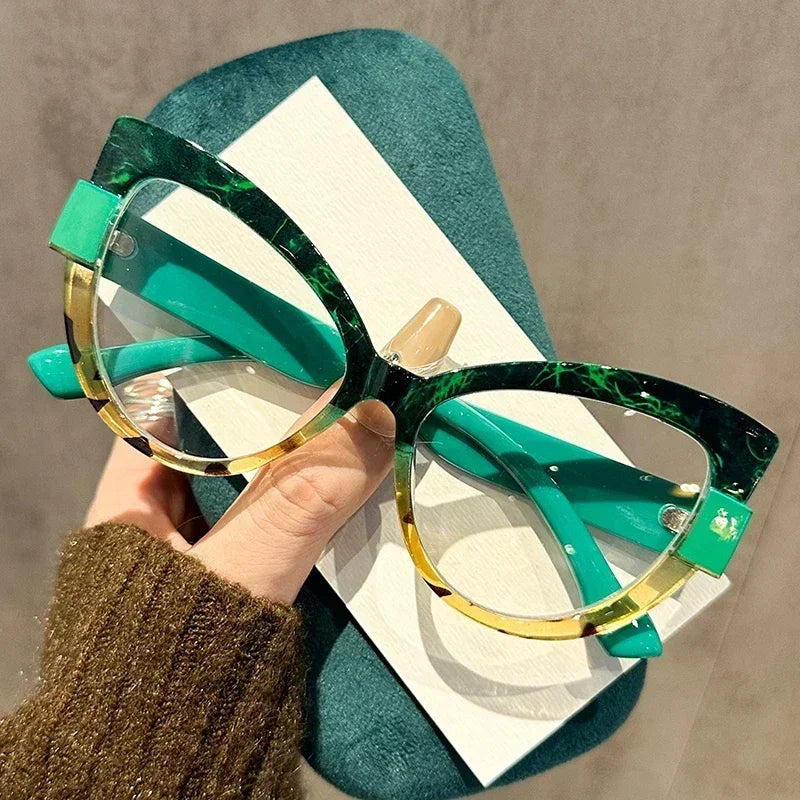 Color Blocking Cat-Eye Glasses — Multi-Color | KIMLUD