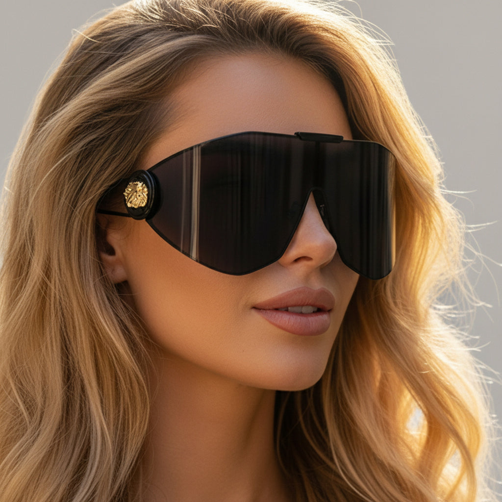 Plastic Oversized Sunglasses Solid — Gold | KIMLUD