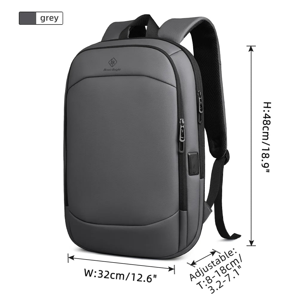 HK Business Backpack for Men 17 Inch Laptop Backpack with USB Port Slim Expandable Waterproof Travel Bag Large Work Computer Bag