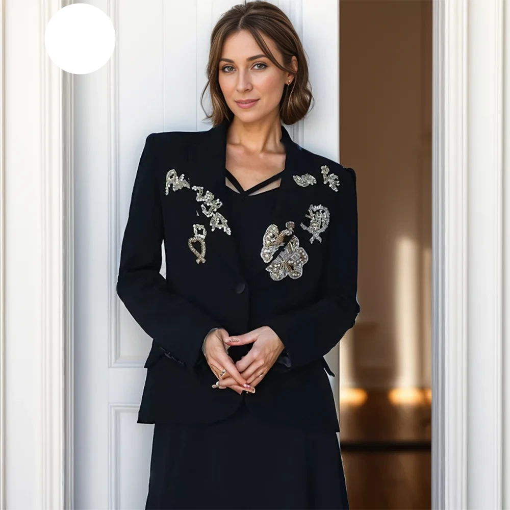 KIMLUD, VGH Casual Patchwork Diamonds Solid Blazers For Women Notched Collar Long Sleeve Spliced Button Slimming Blazer Female Fashion, KIMLUD Womens Clothes