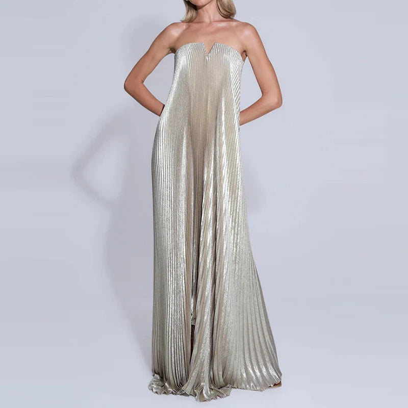 Polyester Backless Floor-Length Dress — Black | KIMLUD