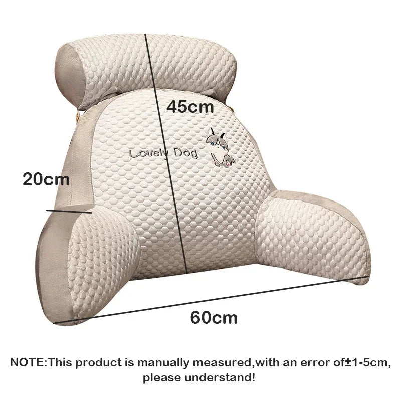 All Season Plush Reading Pillow With Headrest And Lumbar Support For Chair And Bedside — Grey | KIMLUD