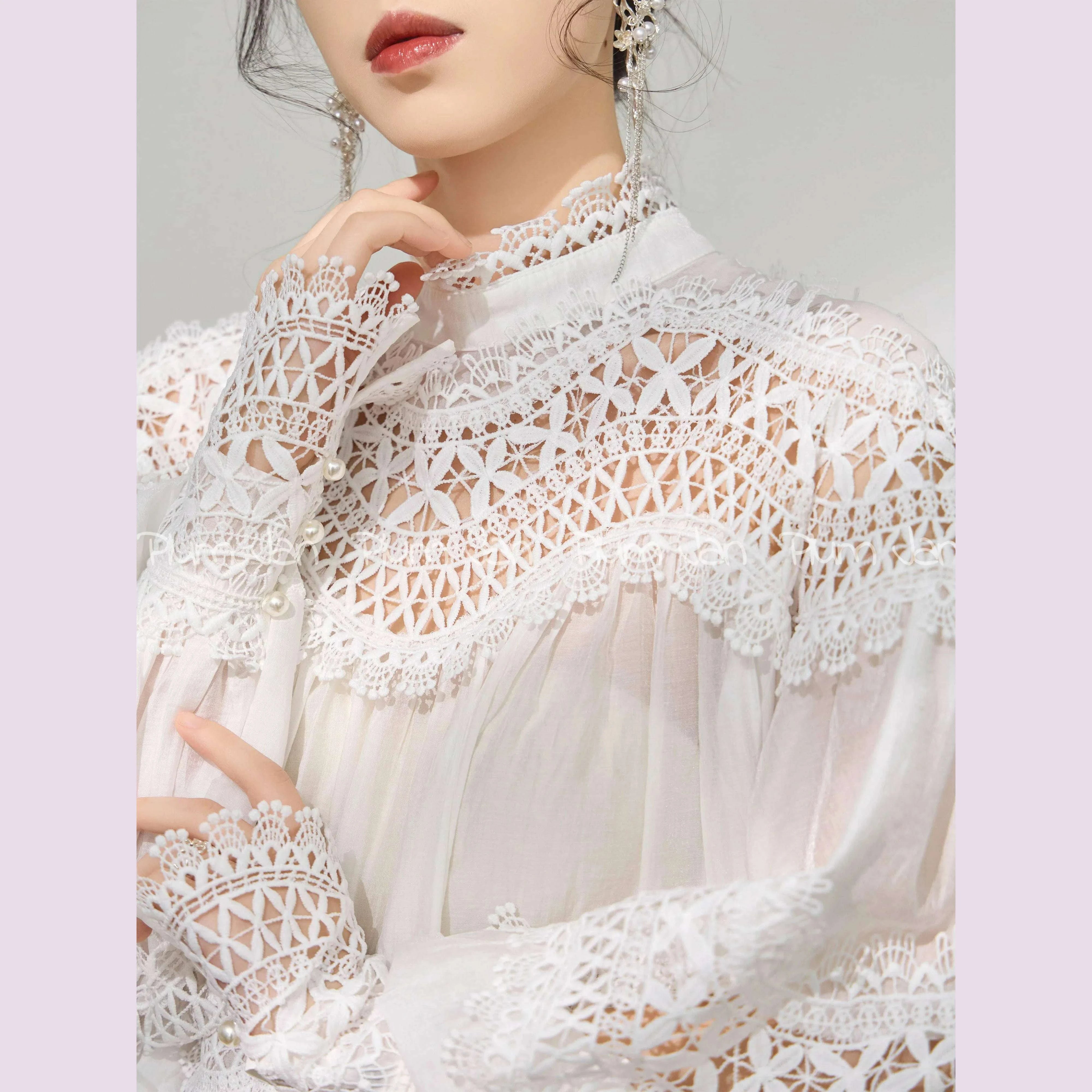 light-luxury-hollow-print-stand-up-collar-lantern-sleeve-shirt-women-french-temperament-fashion-lace-splicing-loose-casual-shirtkimlud-womens-fashion-34622172