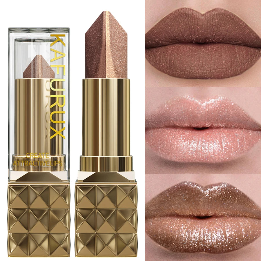 Glitter Two-Tone Lipstick Matte — Rose Mauve | KIMLUD