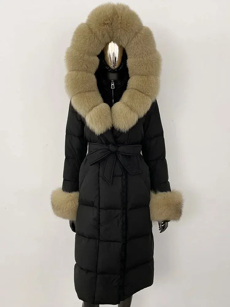 Down Coat – Fur Collar Hooded – Duck Down – White | KIMLUD
