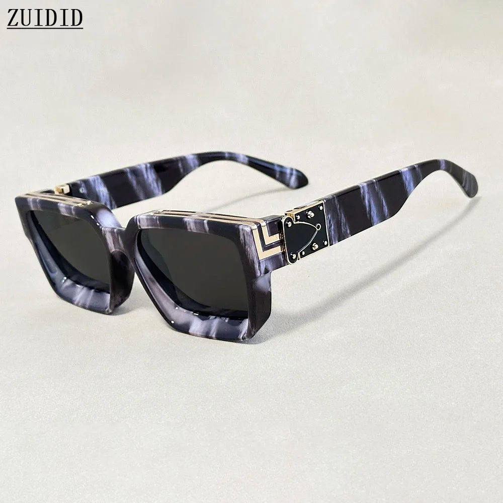 Resin Square Sunglasses Vintage Millionaire Style — Silver | KIMLUD