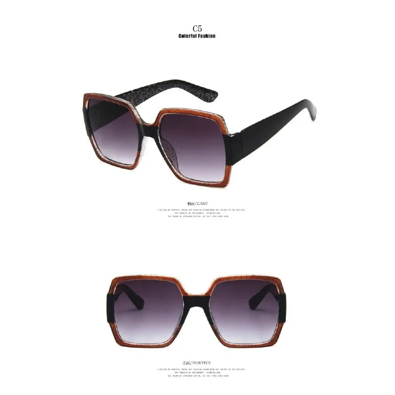 Plastic Oversized Square Sunglasses — Multicolor | KIMLUD