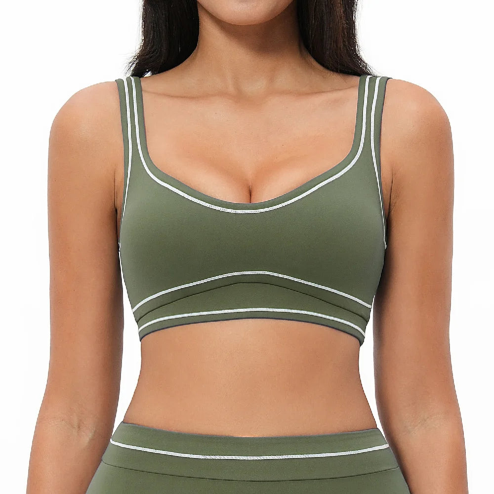Breathable Yoga Sports Bra Color-Contrast — Multicolor | KIMLUD