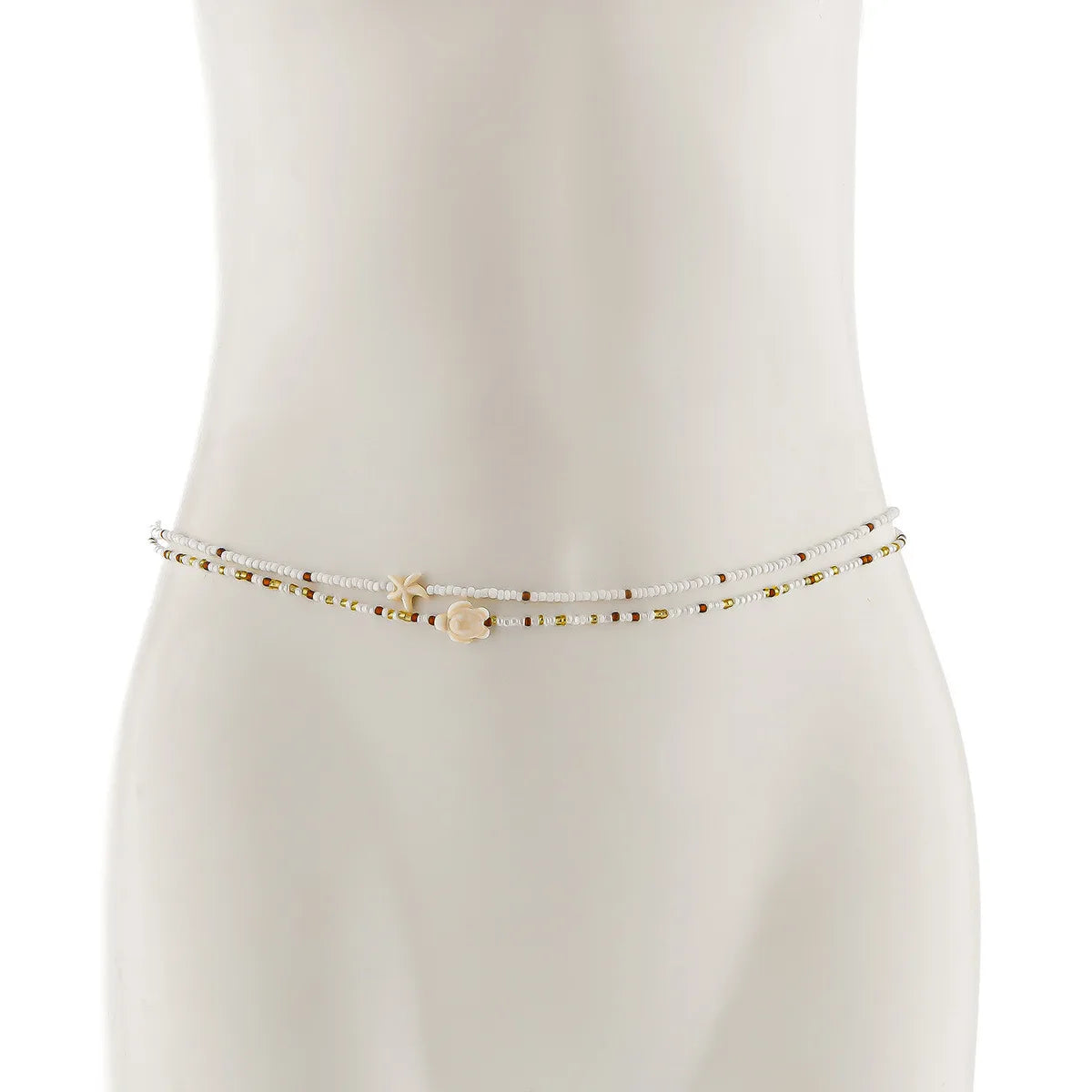 Beaded Bohemian Belly Chain Starfish Pendant — Gold | KIMLUD