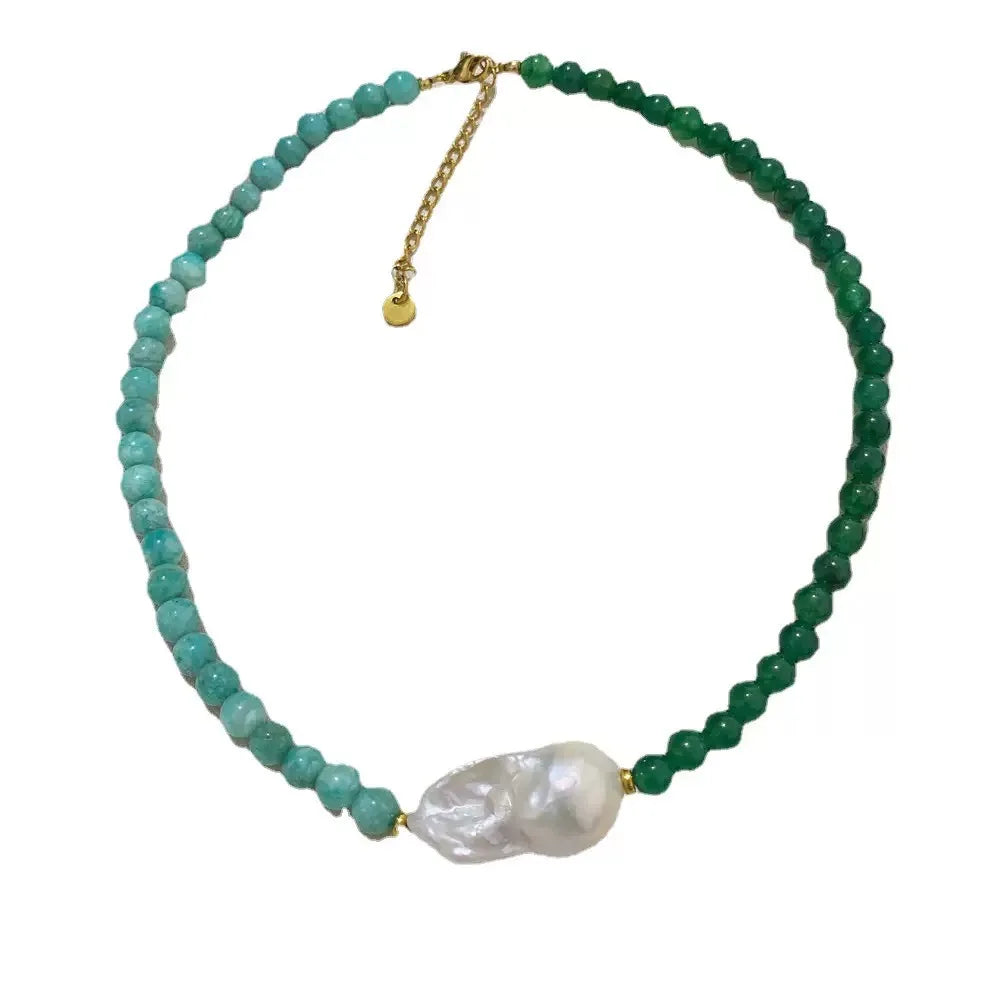 Malachite Coin Pendant Necklace Rope Knot — Green | KIMLUD