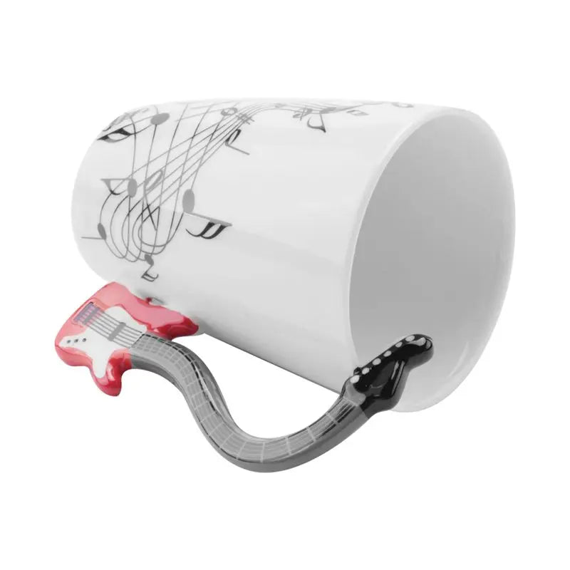 Ceramic Mug With Guitar-Shaped Handle — White | KIMLUD