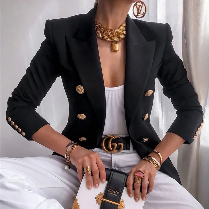 Ladies Fashion Solid Coat Luxury Female Coats Casual Blazer Korean Spring Autumn Clothing Women Slim Suit Coat Office Jacket