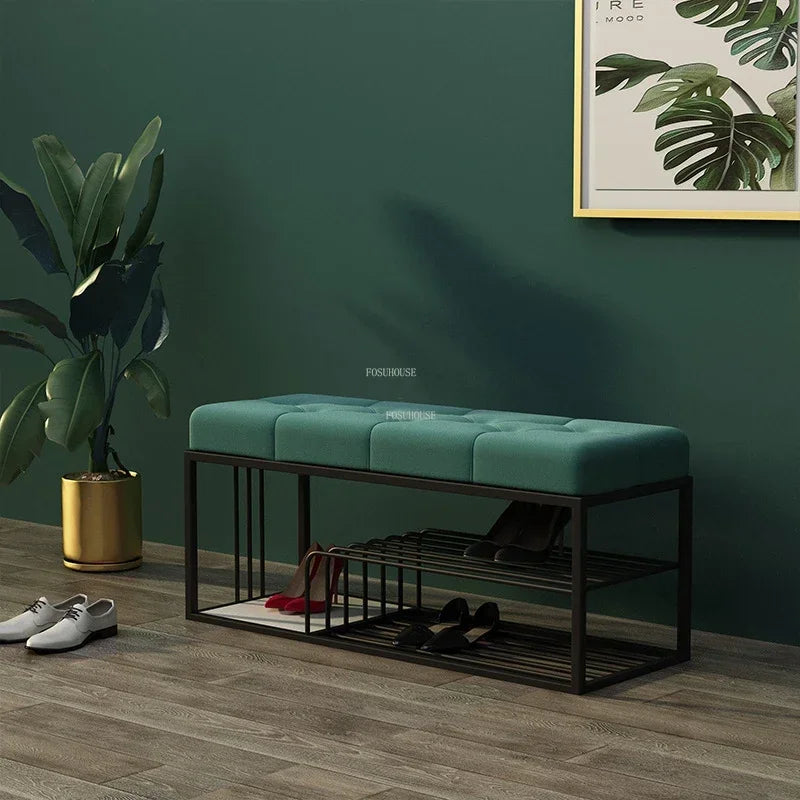 Door Ottomans Light Luxury Cushioned Bench Nordic Iron Art Shoe Changing Stools Modern Bed End Stool Home Living Room Furniture
