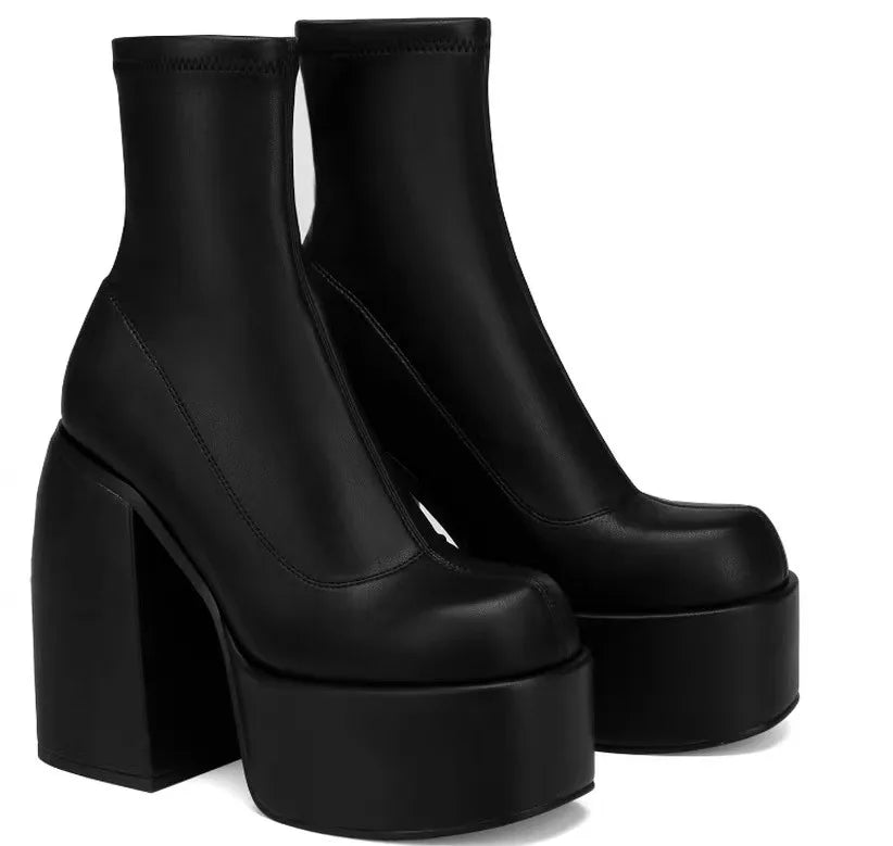 Mid-Calf Boots – Square Toe – Leather | KIMLUD