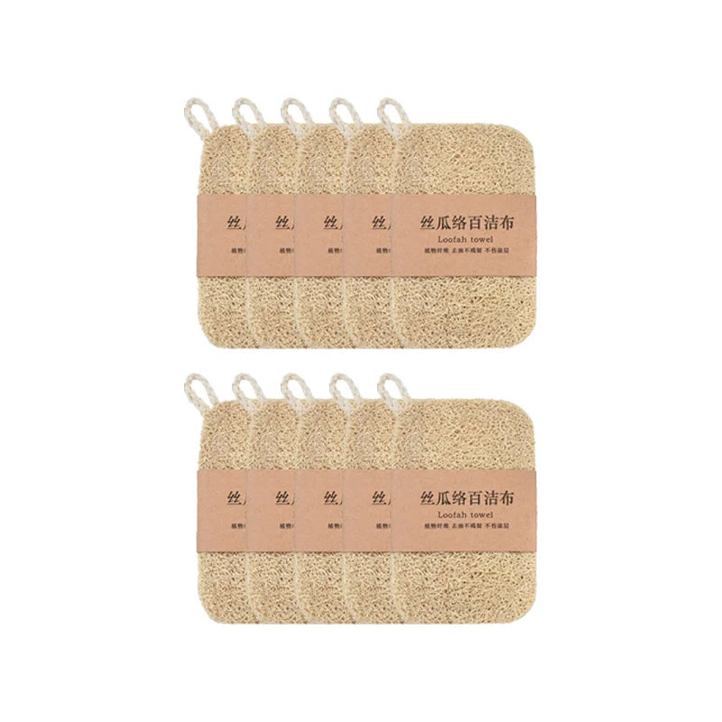 Plant Fiber Dish Scrubbing Pad With Rope — Natural Beige | KIMLUD