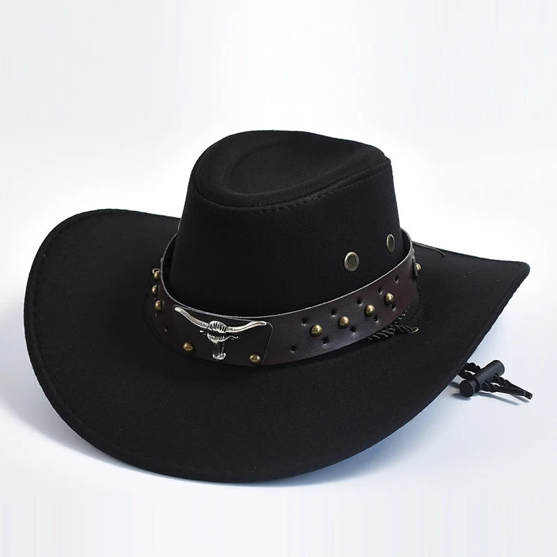 Artificial Suede Western Cowboy Hat Vintage BigEdge — Brown | KIMLUD