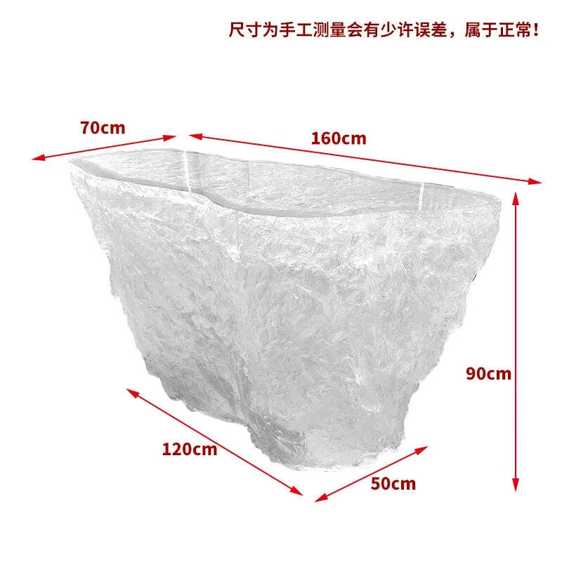 KIMLUD, Premium Light Luxury Transparent Resin Hotel Front Desk Restaurant Villa Kitchen Partition Luminous Crystal Glacier Island Table, KIMLUD Womens Clothes