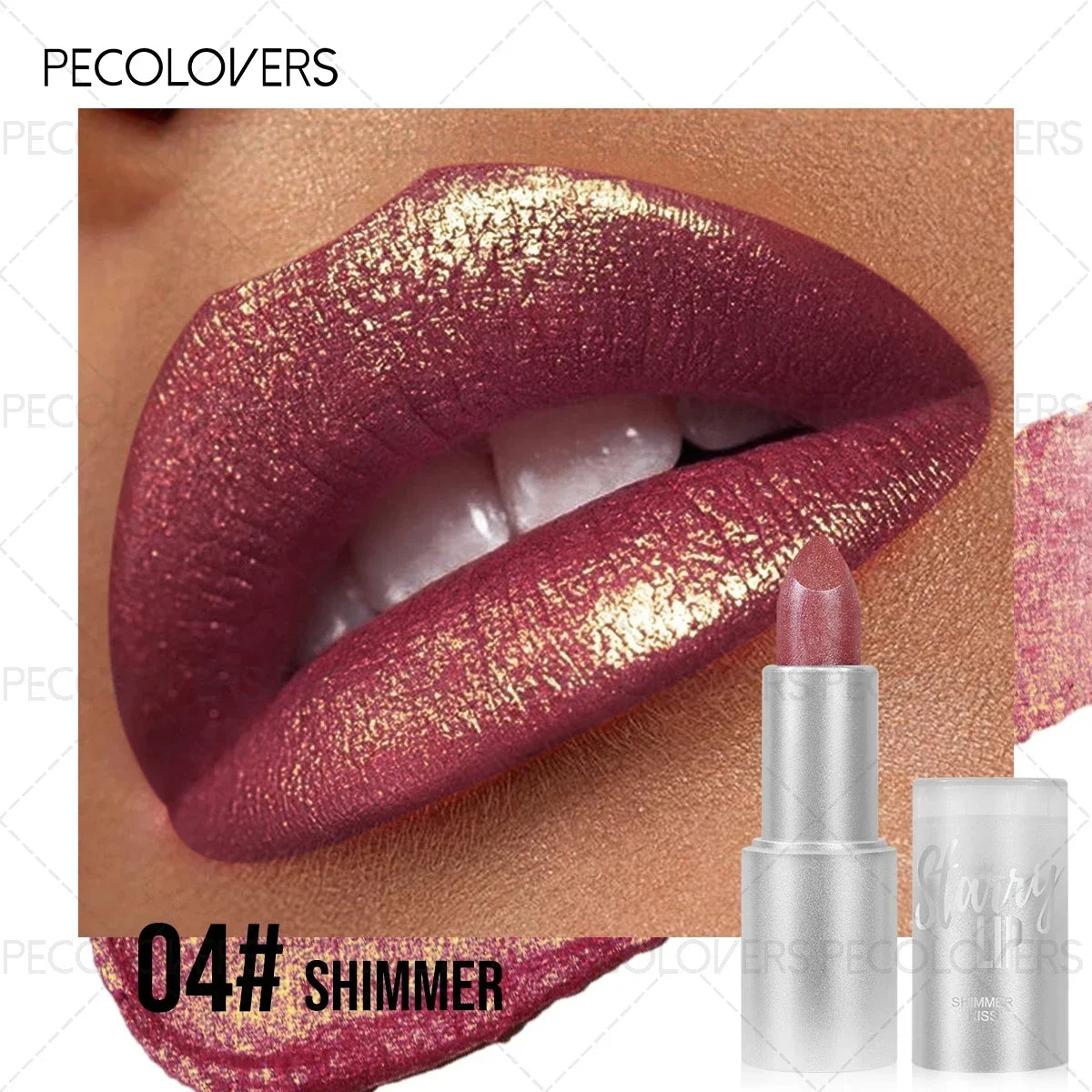 Pearlescent Glitter Lipstick Long-Lasting Shine With Sparkling Finish — Iridescent | KIMLUD