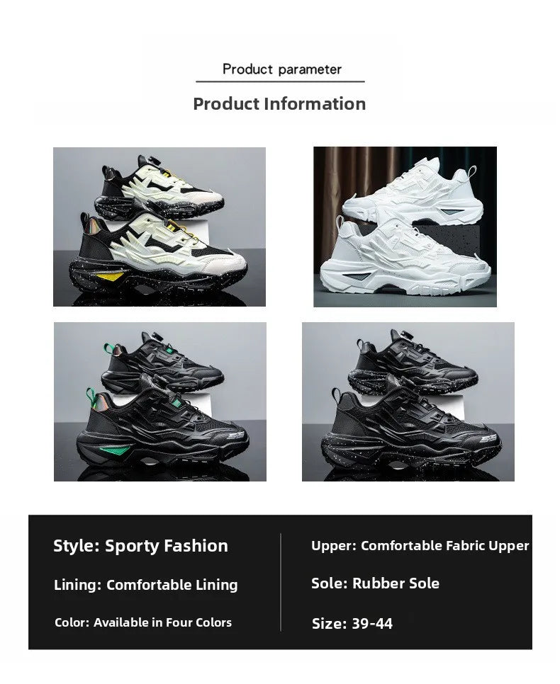 Men's Sport Shoes Thick Bottom Casual Style Fall Fashion Trendy Brand Hong Kong Style Old Dad Shoes Breathable Mesh Upper