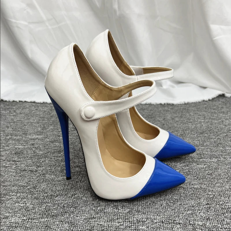 Stiletto Pumps – Front Strap – Patent Leather – Multicolor | KIMLUD
