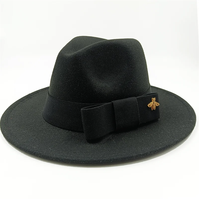 Low price wholesale Fedora hats Winter jazz monochrome bow elastic band men and women red jazz hats Fedora hats sombrero hombre - KIMLUD