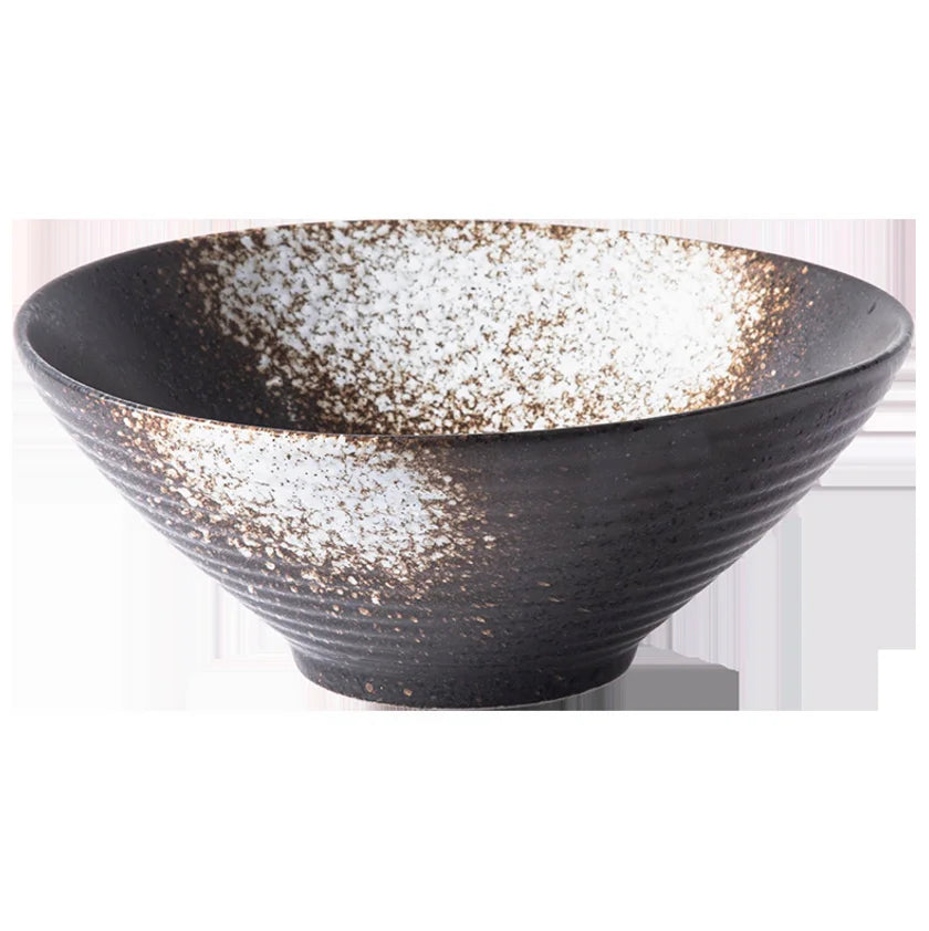Porcelain Ramen Bowl Japanese Tableware — Deep Black | KIMLUD