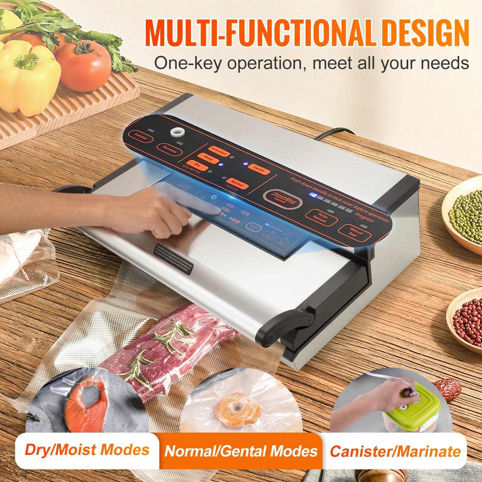 Automatic Vacuum Sealer Machine With Bag Roll Cutter — Black | KIMLUD