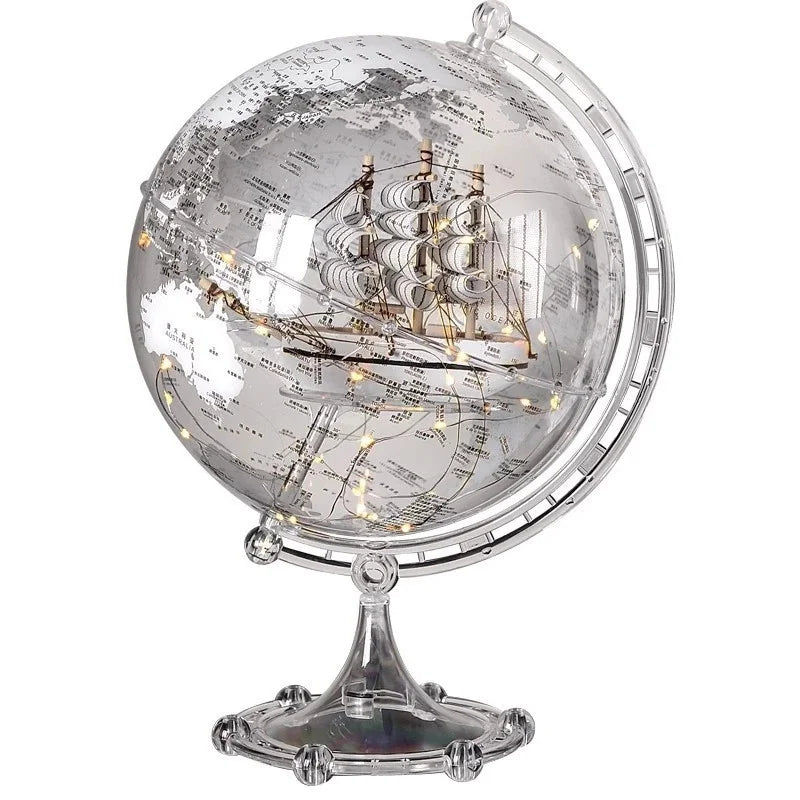 Polished Metal Globe Ornament Sculpture — Gold | KIMLUD